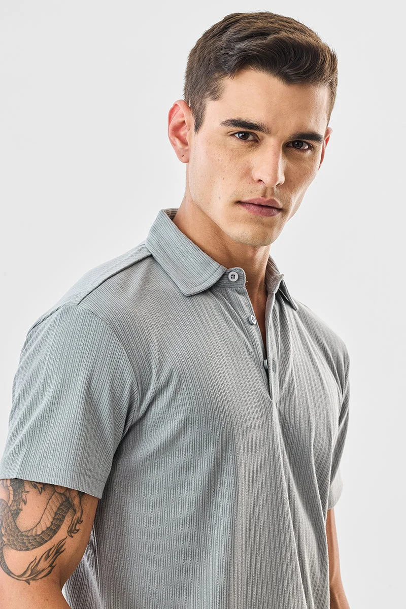 SNITCH Regular Fit Stretch Knitted Polo T-Shirt